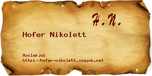 Hofer Nikolett névjegykártya